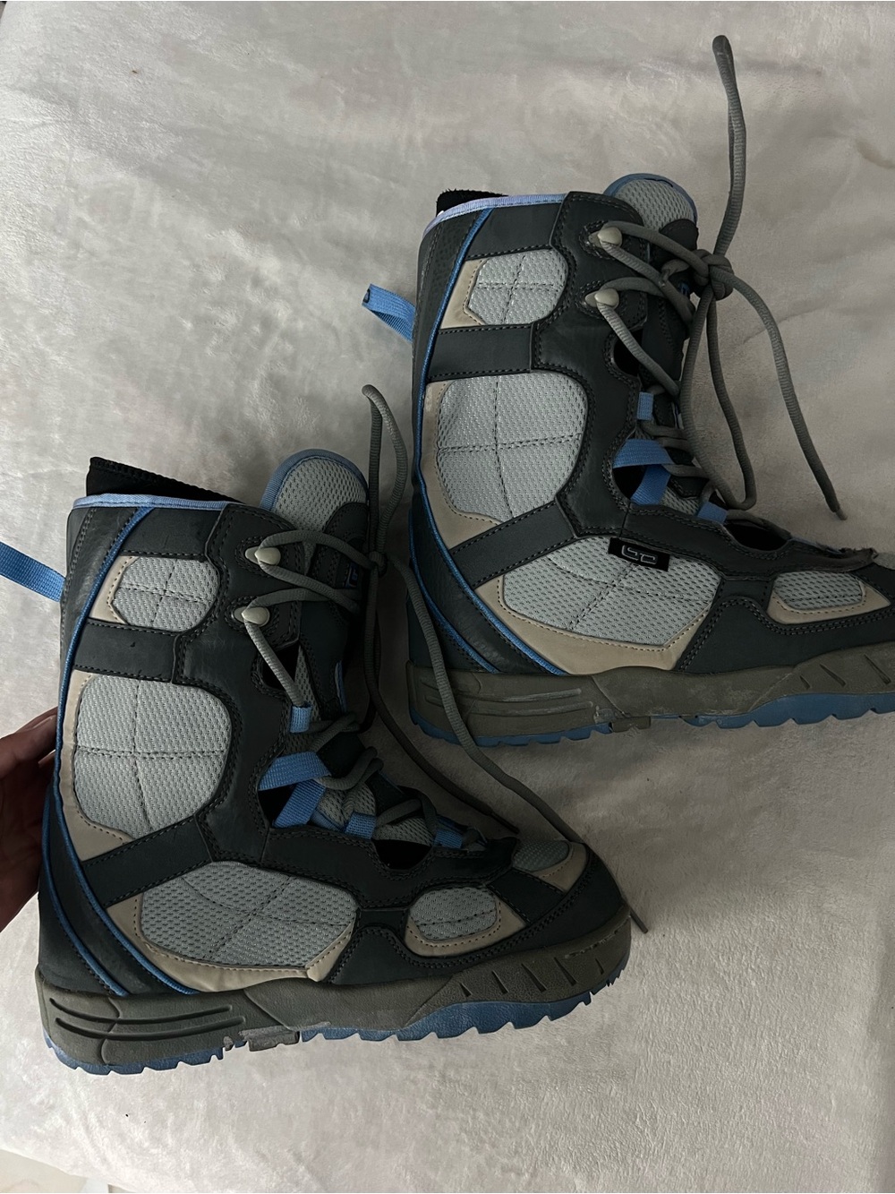 Women’s Gray and Light Blue High-Top Snow Boots (read description) - Picture 5 of 16